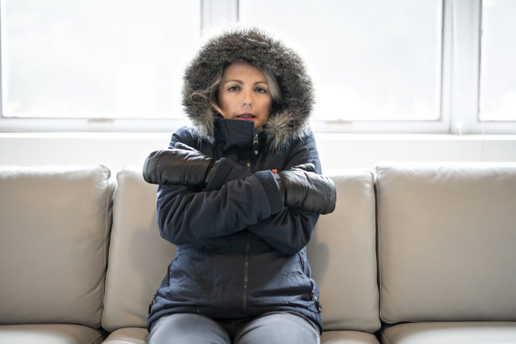 woman wearing winter coat inside nokesville va home